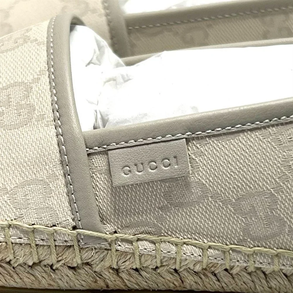 💛SOLD🖤 Gucci GG Monogram Canvas Espadrilles Beige - Picture 3 of 7
